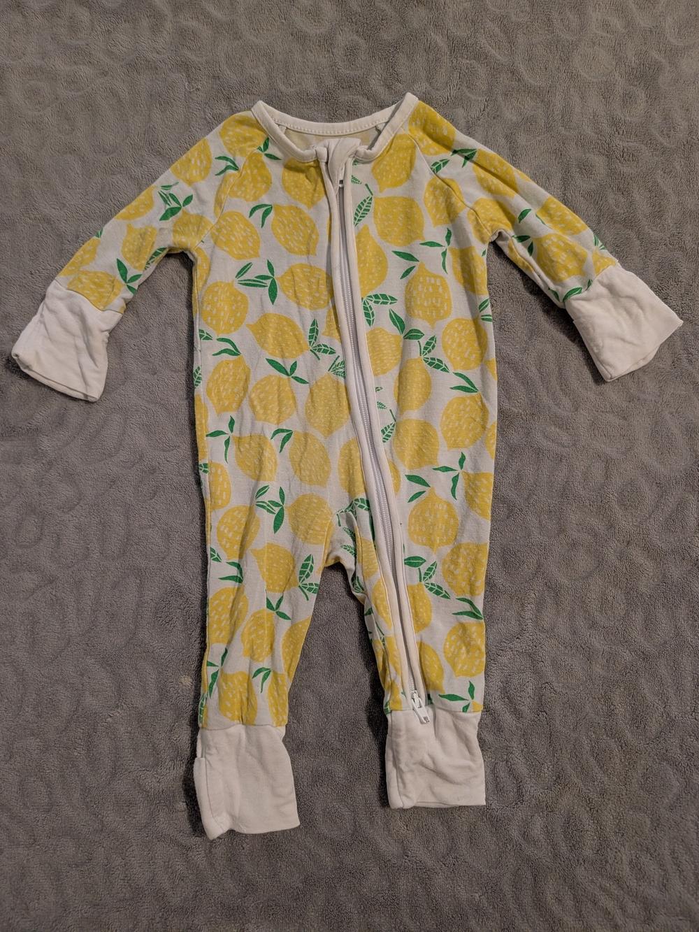 Little Sleepies Baby Lemon Print One-Piece Zipper Romper - Yellow